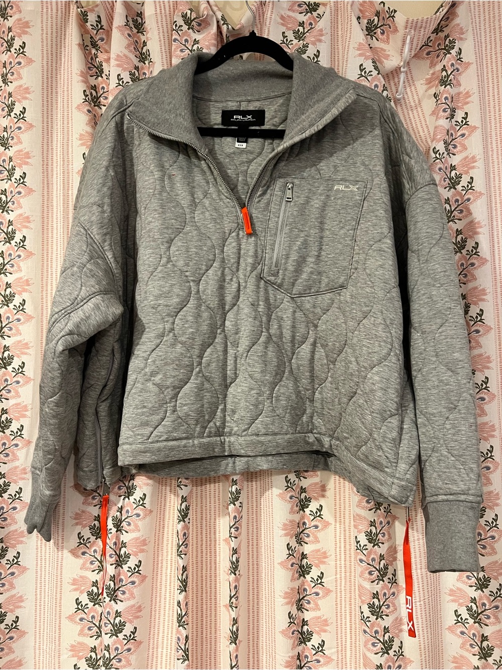 RLX Ralph Lauren Women’s Grey Quilted Half-Zip Pullover Size M